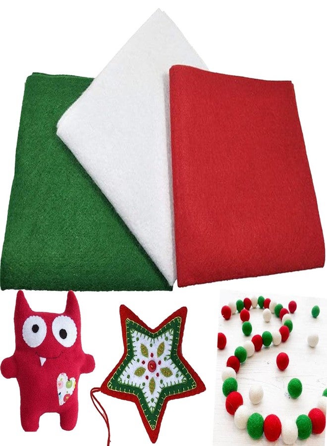 CANVASS Pack of 10 Bright A4 Size Multicolored Stiff Felt Sheet 21x31 cm 8x12 Inches (A4 Size, Red White Green) - Image 1